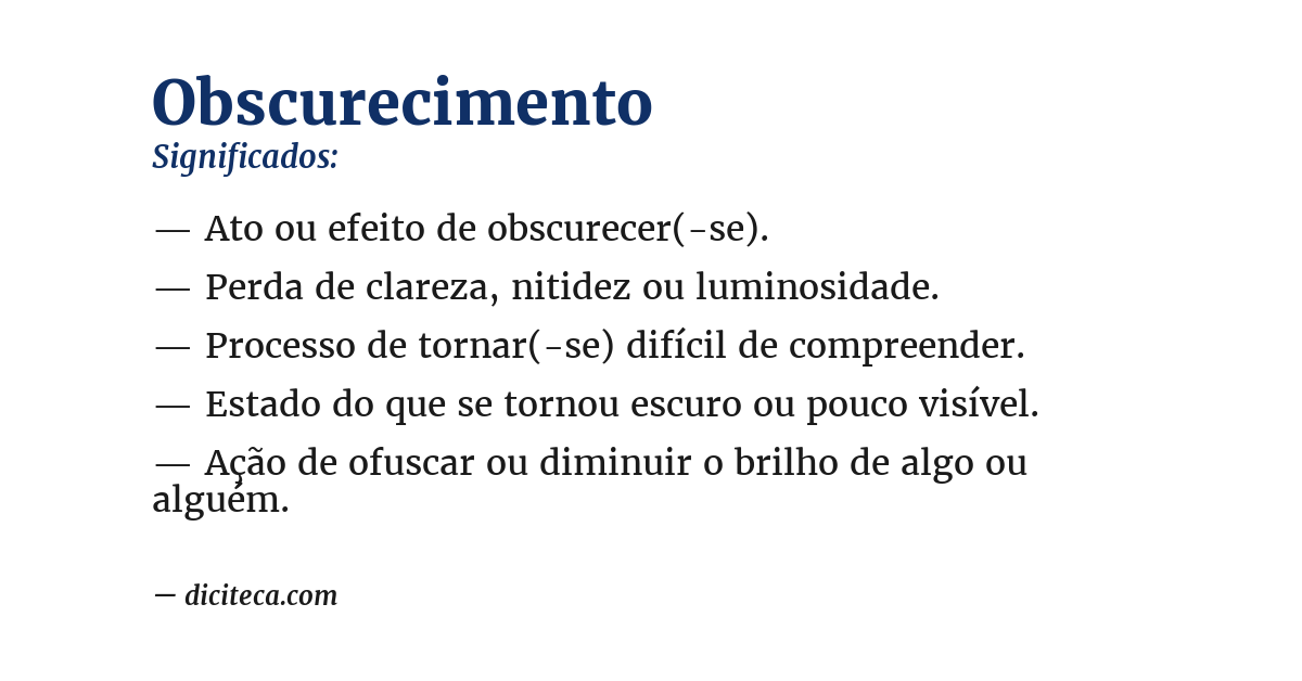 Significado de obscurecimento