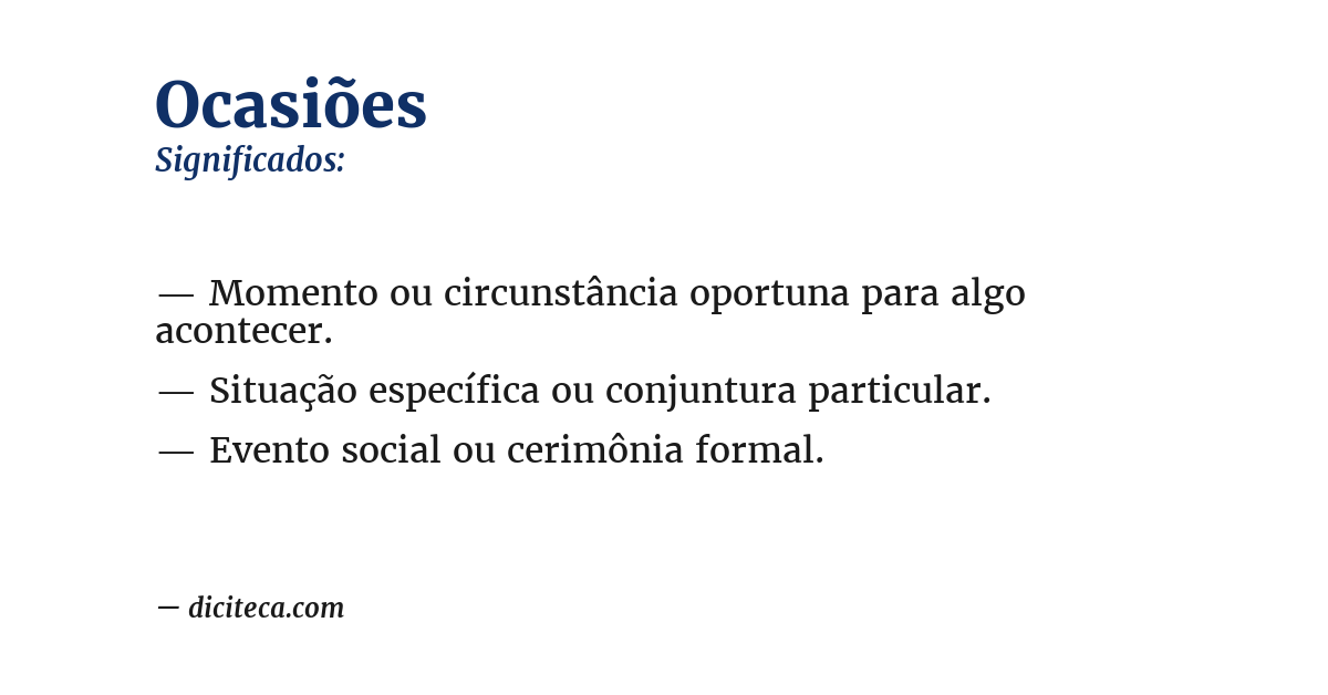 Significado de ocasiões