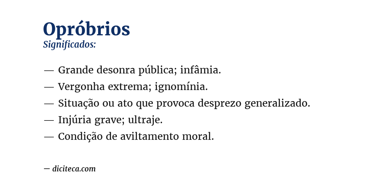 Significado de opróbrios