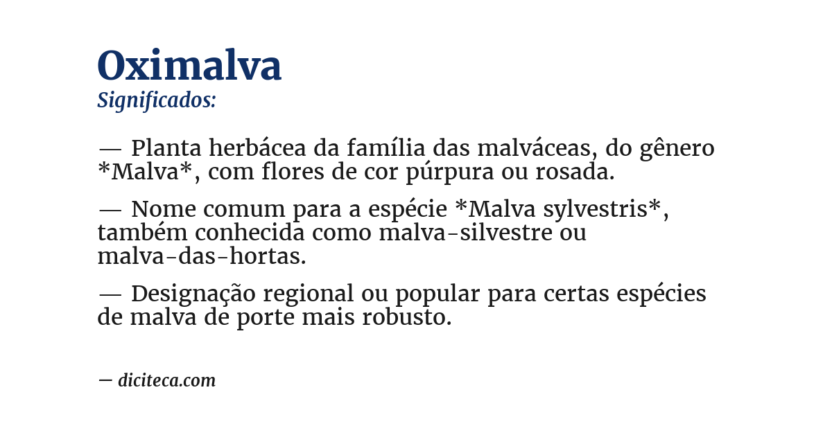 Significado de oximalva