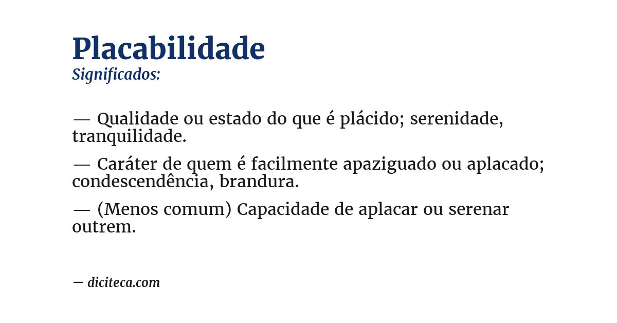 Significado de placabilidade