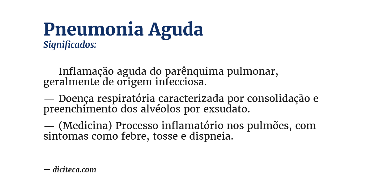 Significado de pneumonia aguda