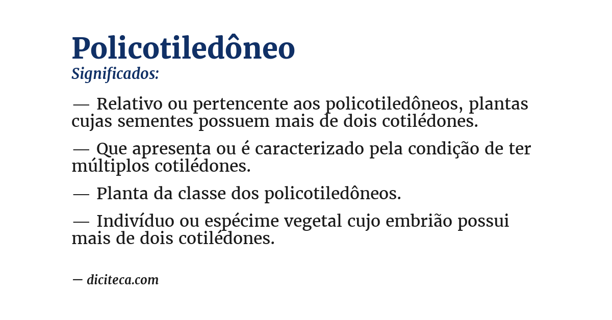Significado de policotiledôneo