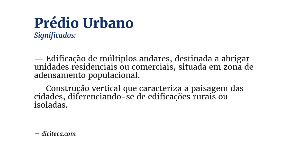 Significado de prédio urbano