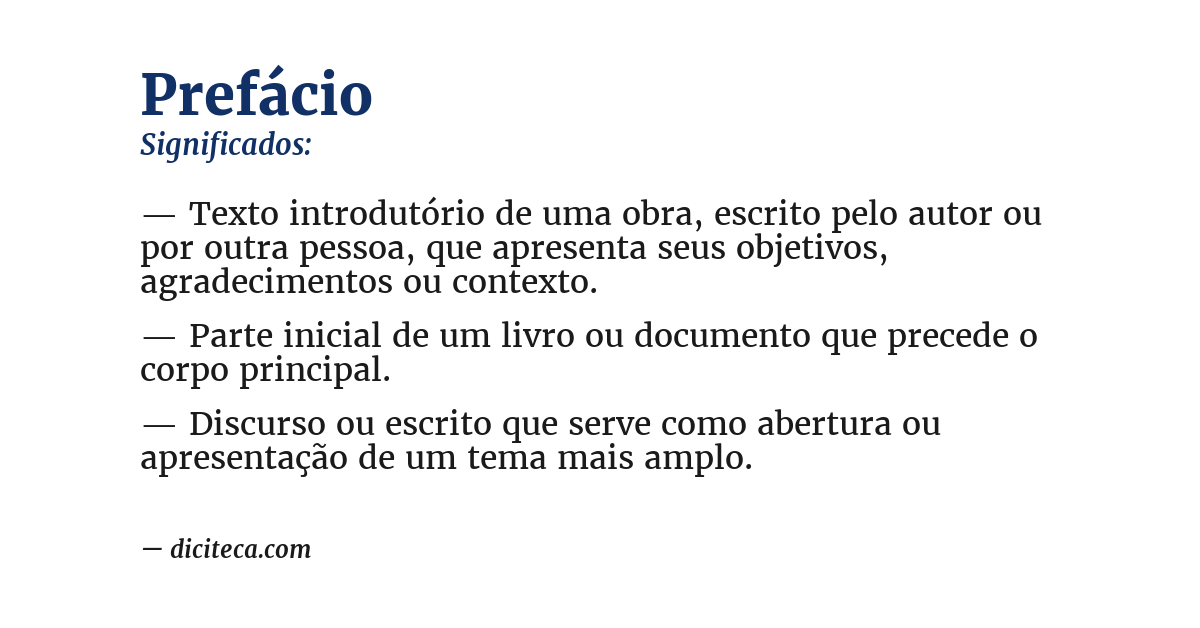 Significado de prefácio