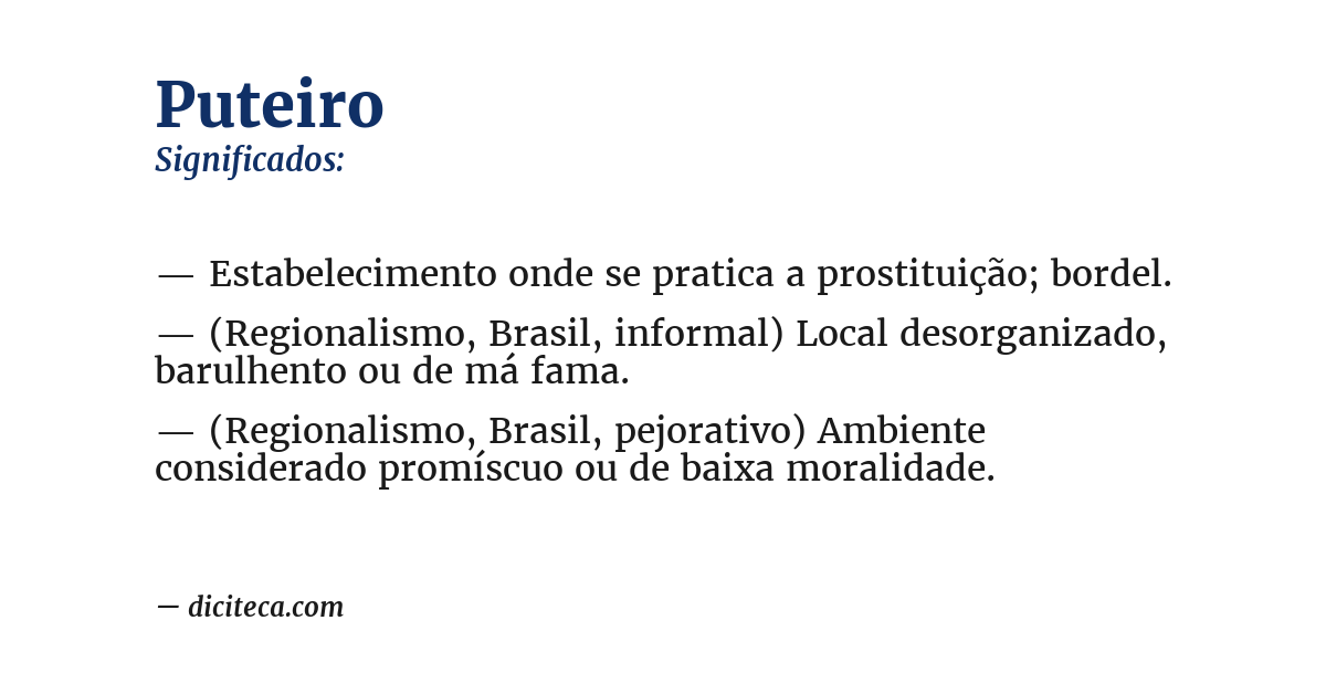 Significado de puteiro