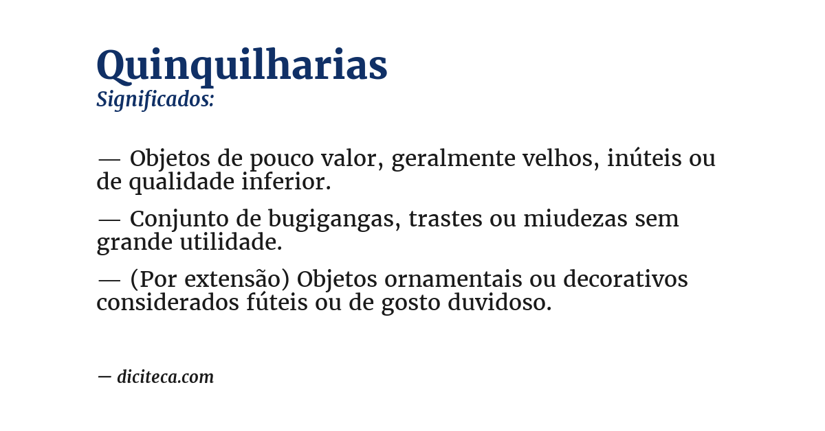 Significado de quinquilharias