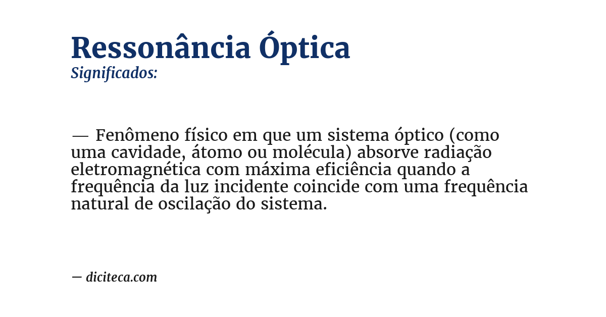 Significado de ressonância óptica