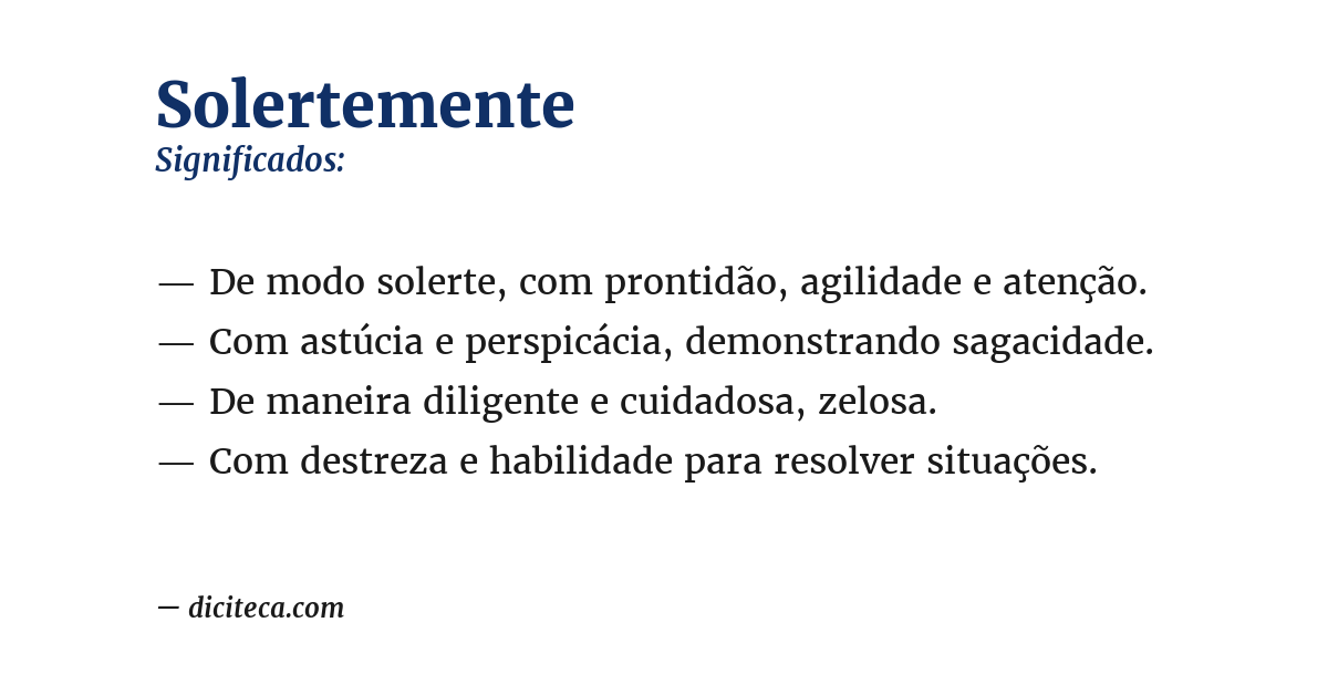Significado de solertemente
