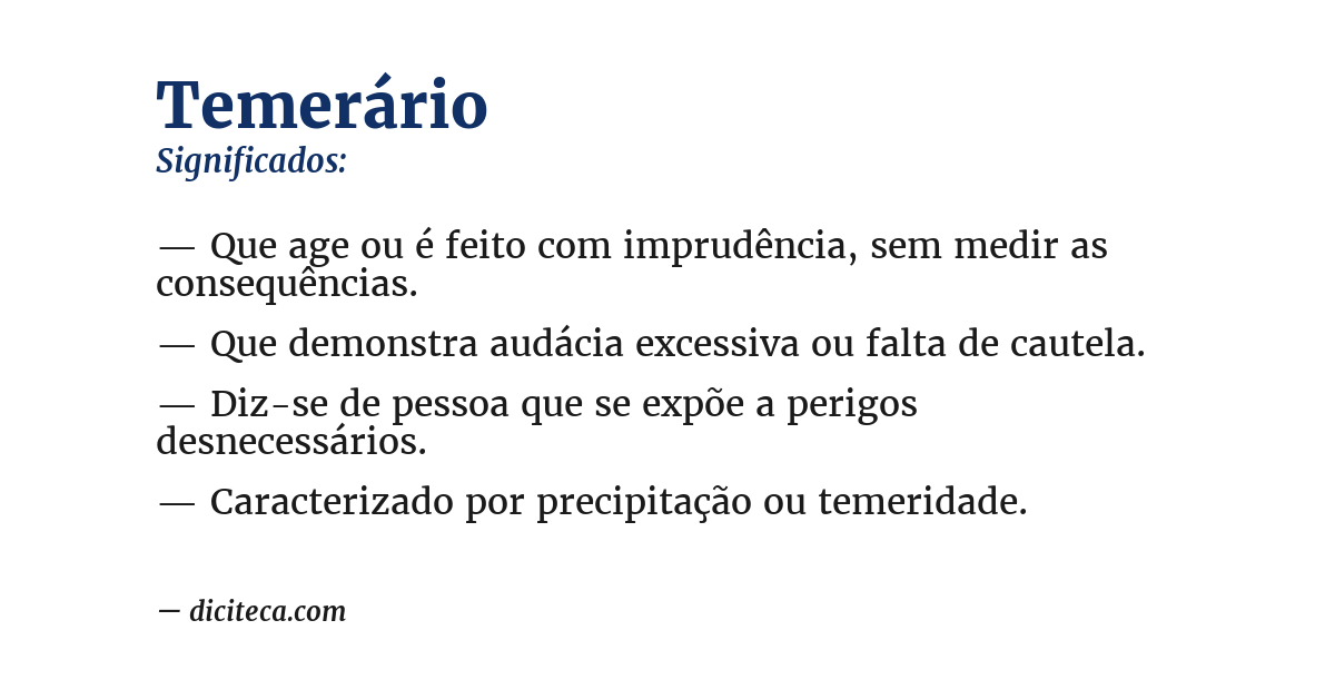 Significado de temerário