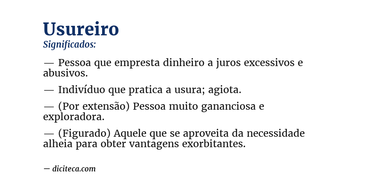 Significado de usureiro