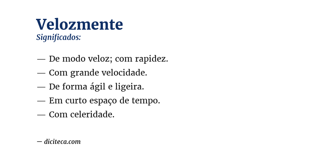 Significado de velozmente