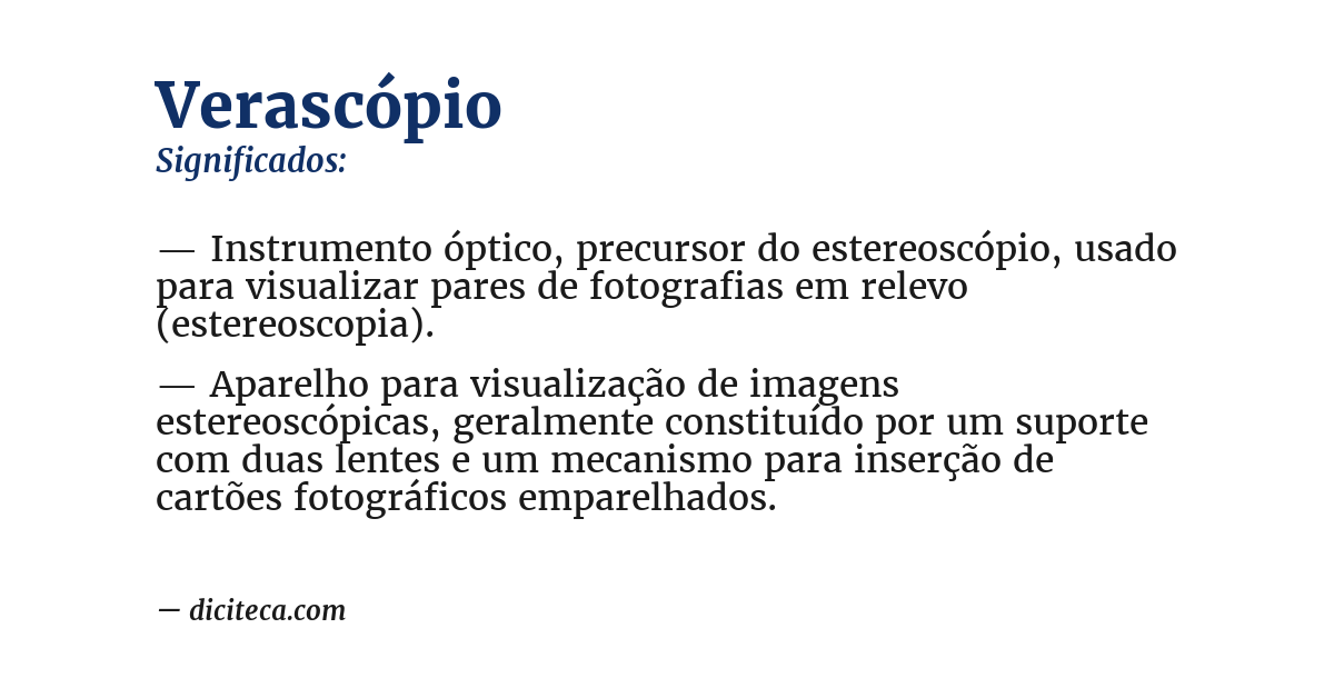 Significado de verascópio