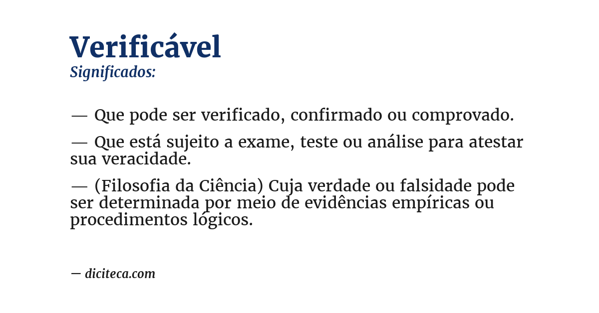 Significado de verificável