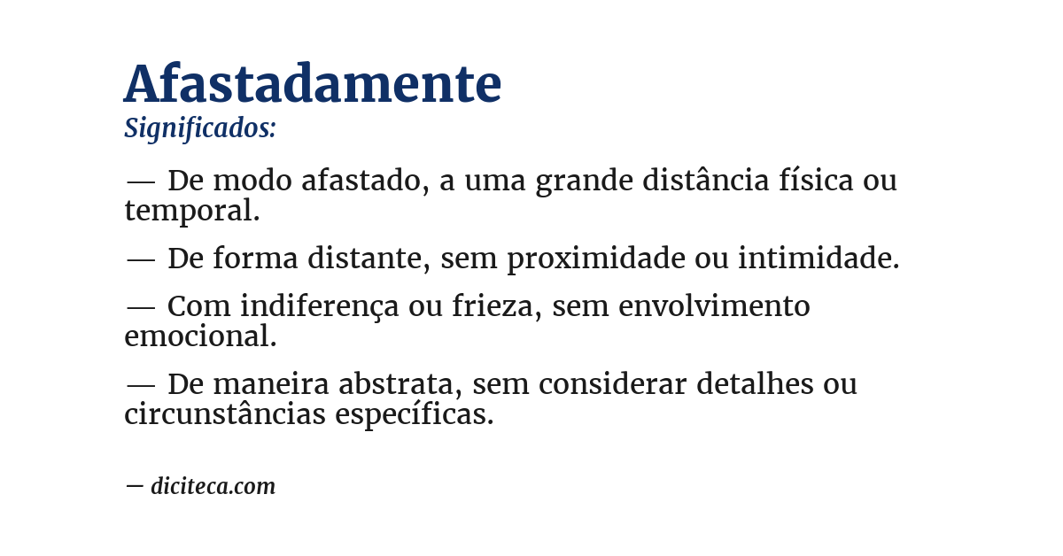 Significado de afastadamente