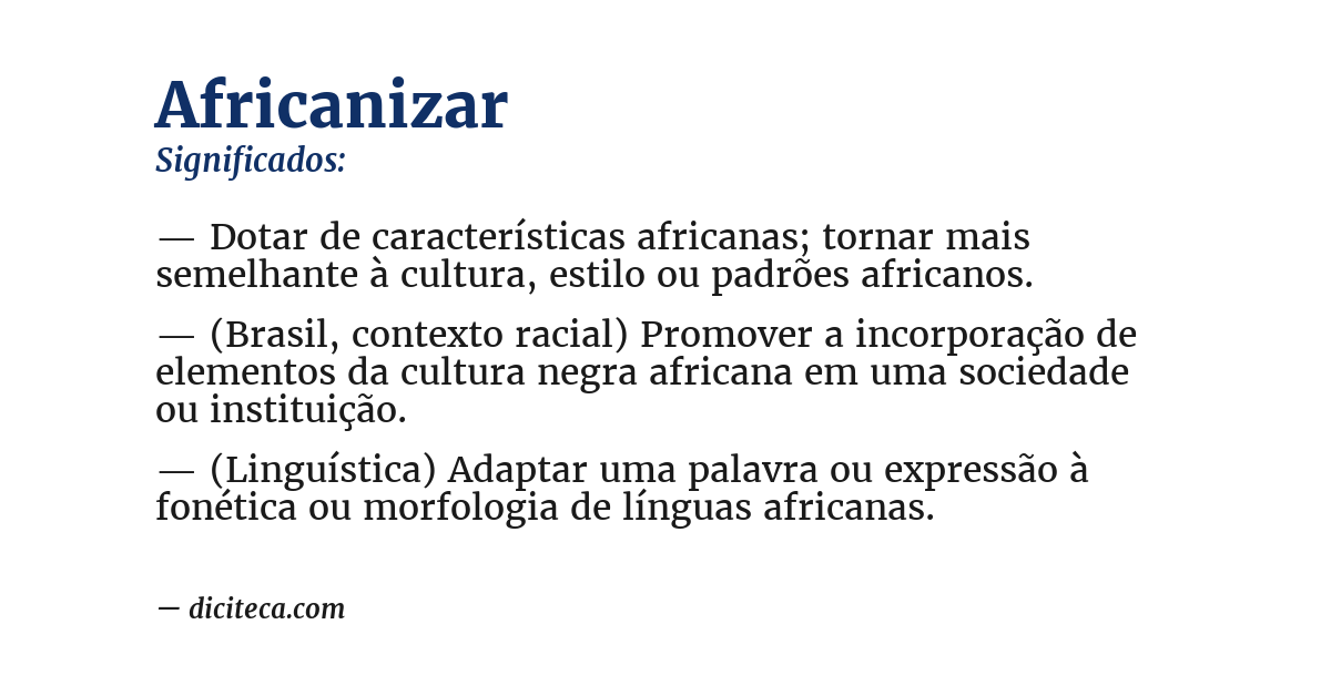 Significado de africanizar