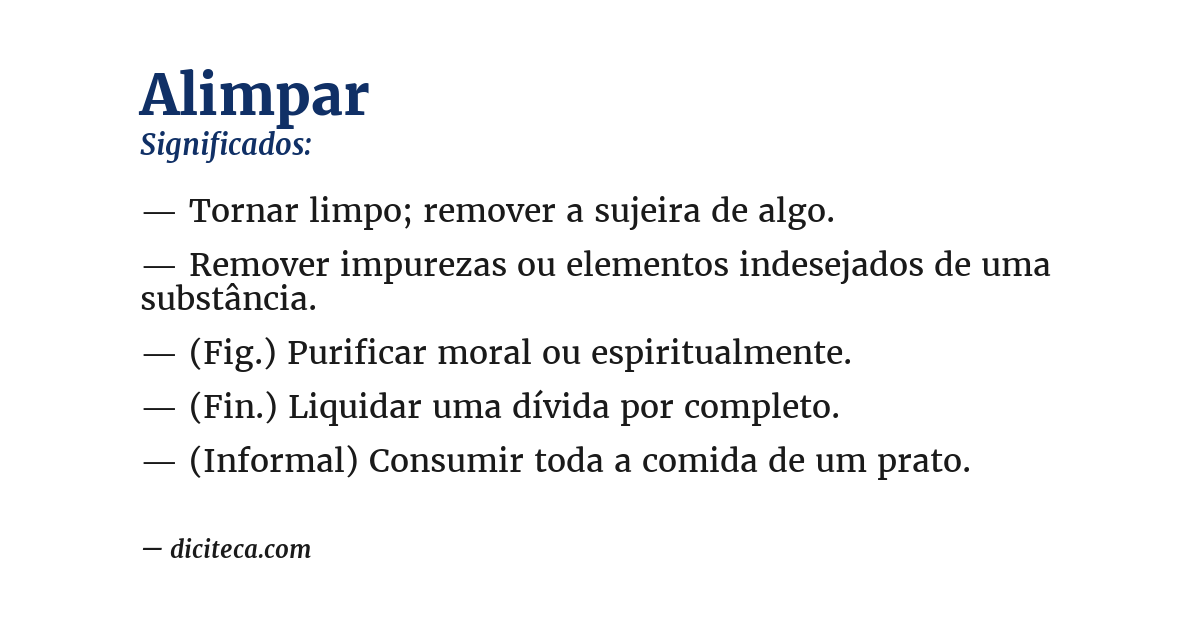 Significado de alimpar