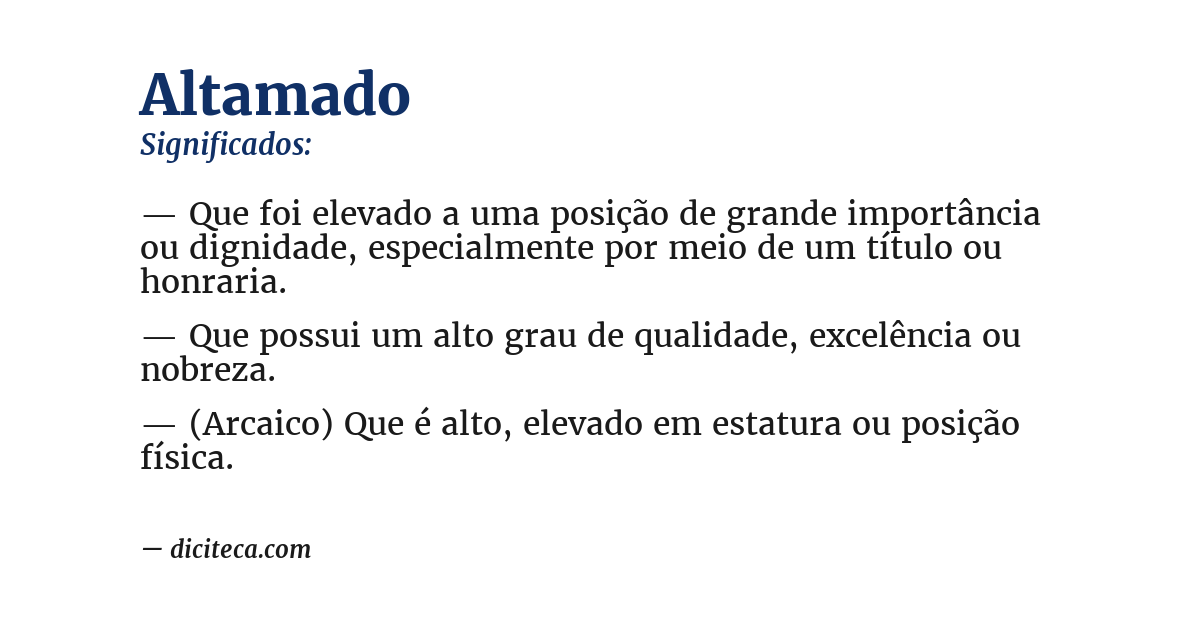 Significado de altamado