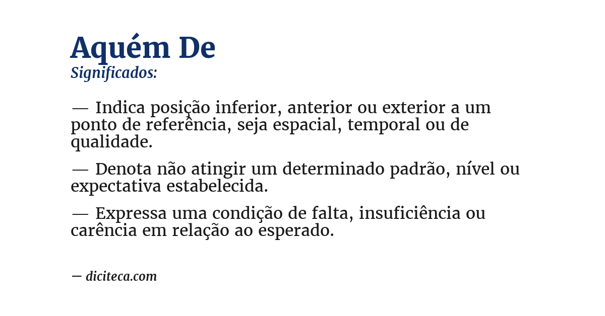 Significado de aquém de