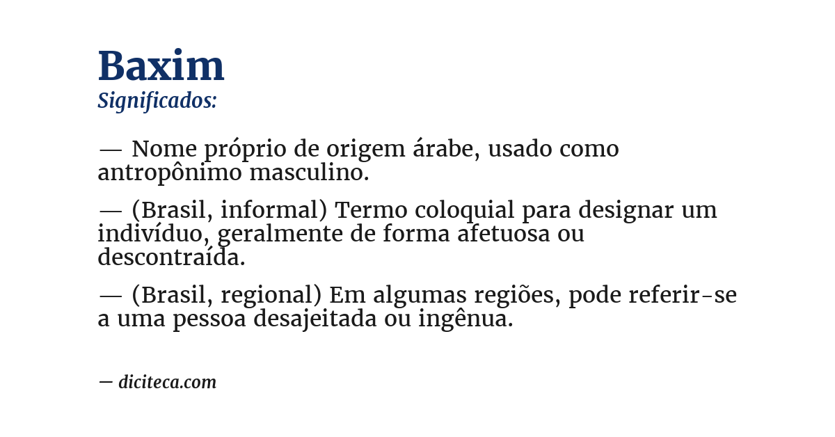 Significado de baxim