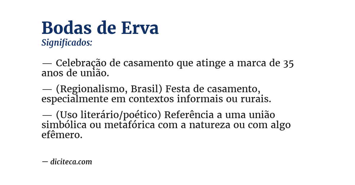 Significado de bodas de erva