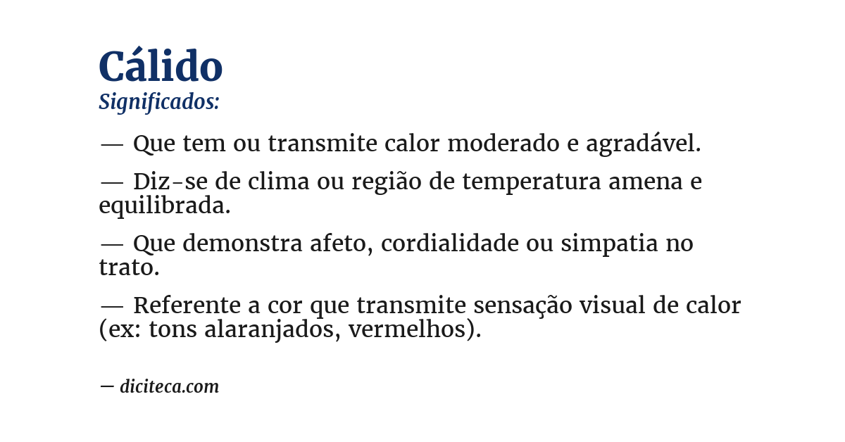 Significado de cálido