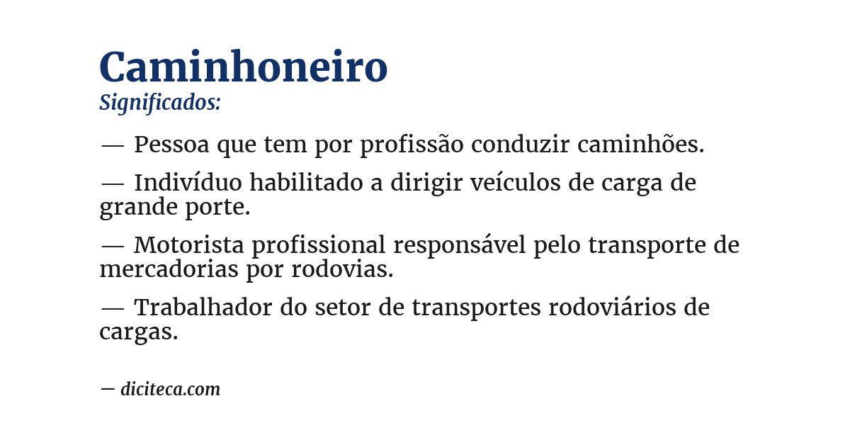 Significado de caminhoneiro