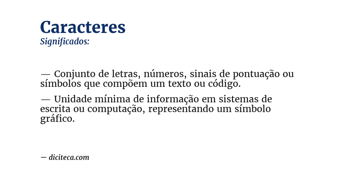 Significado de caracteres