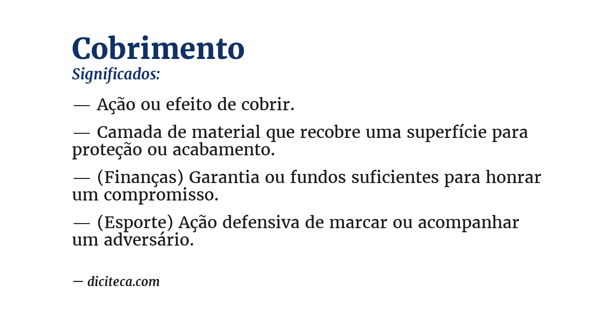 Significado de cobrimento