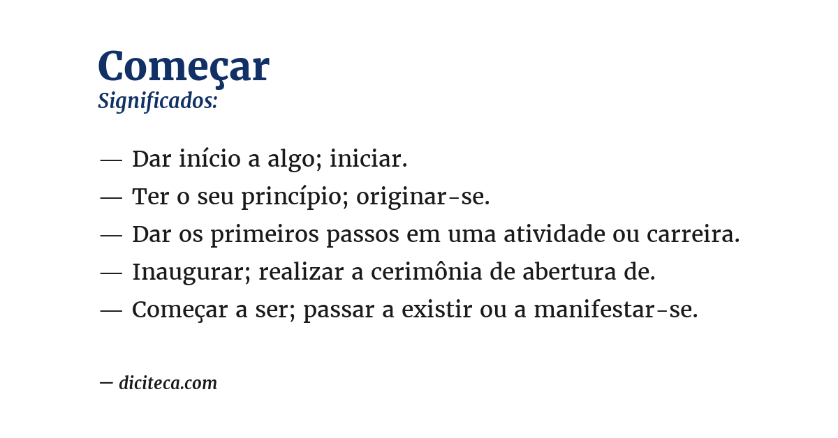 Significado de começar