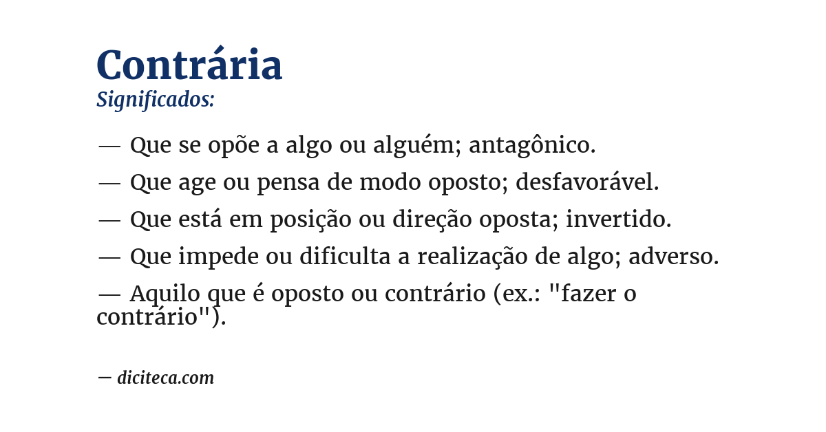 Significado de contrária