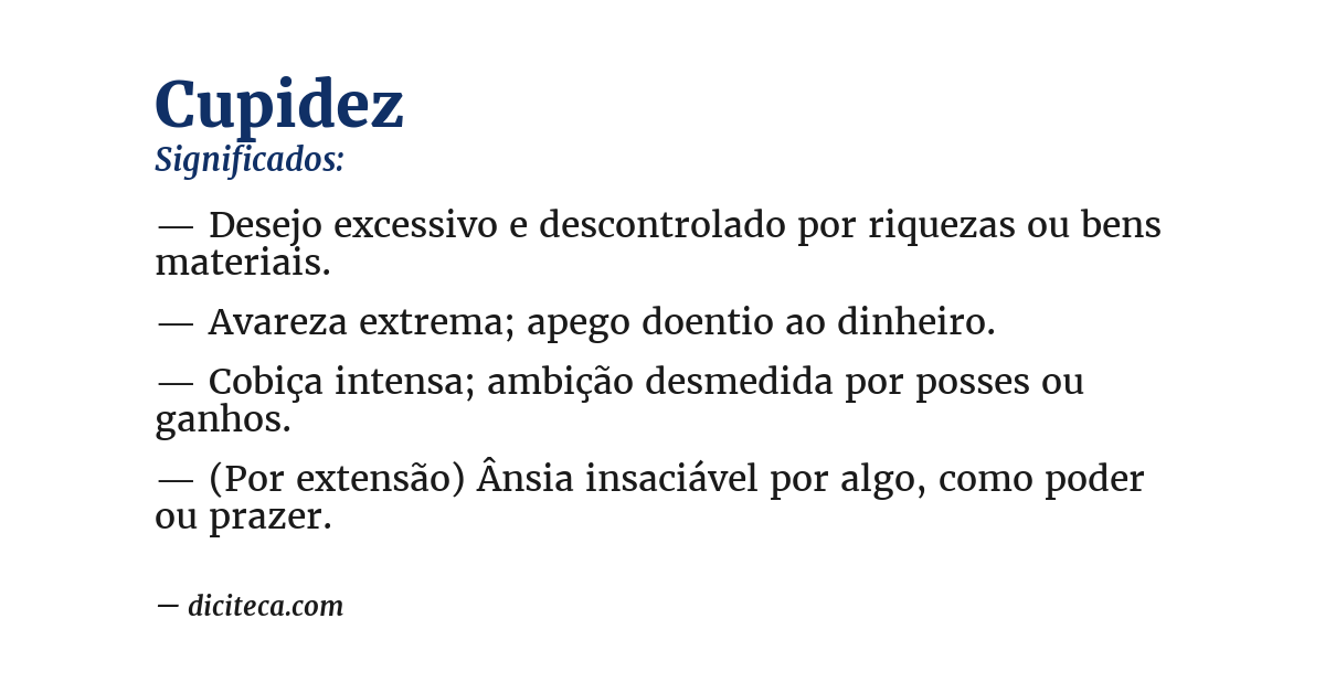 Significado de cupidez
