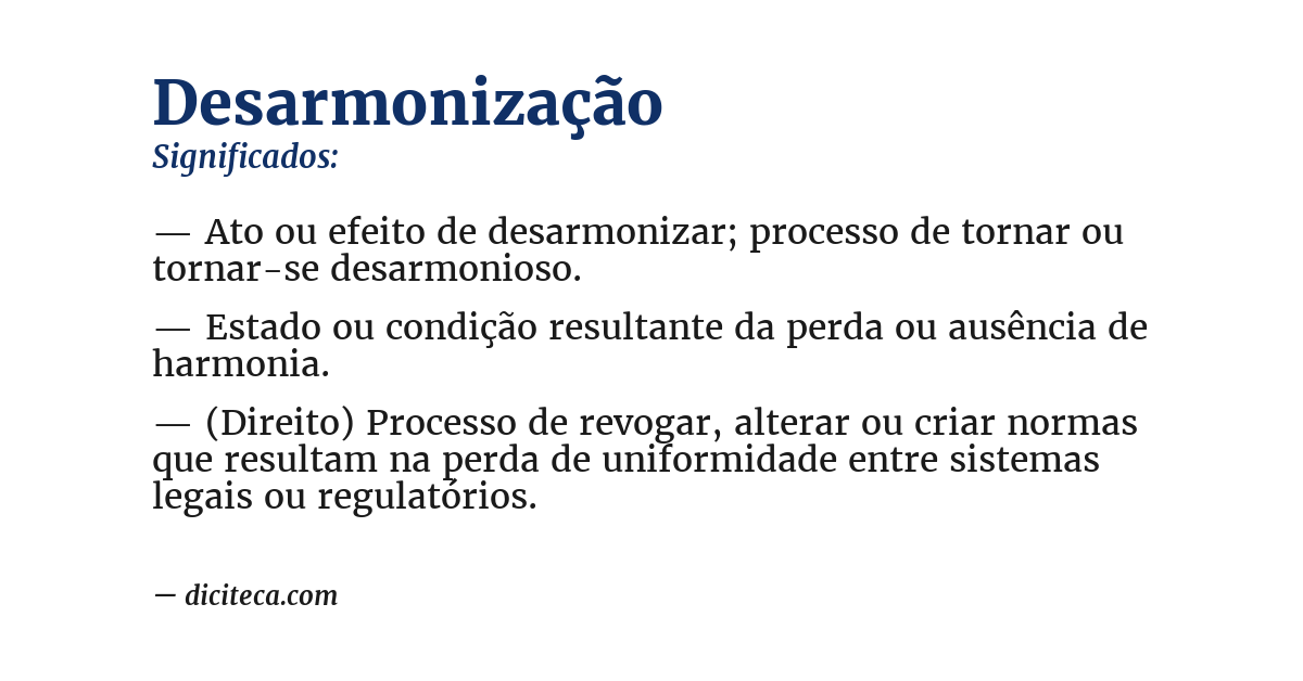 Significado de desarmonização
