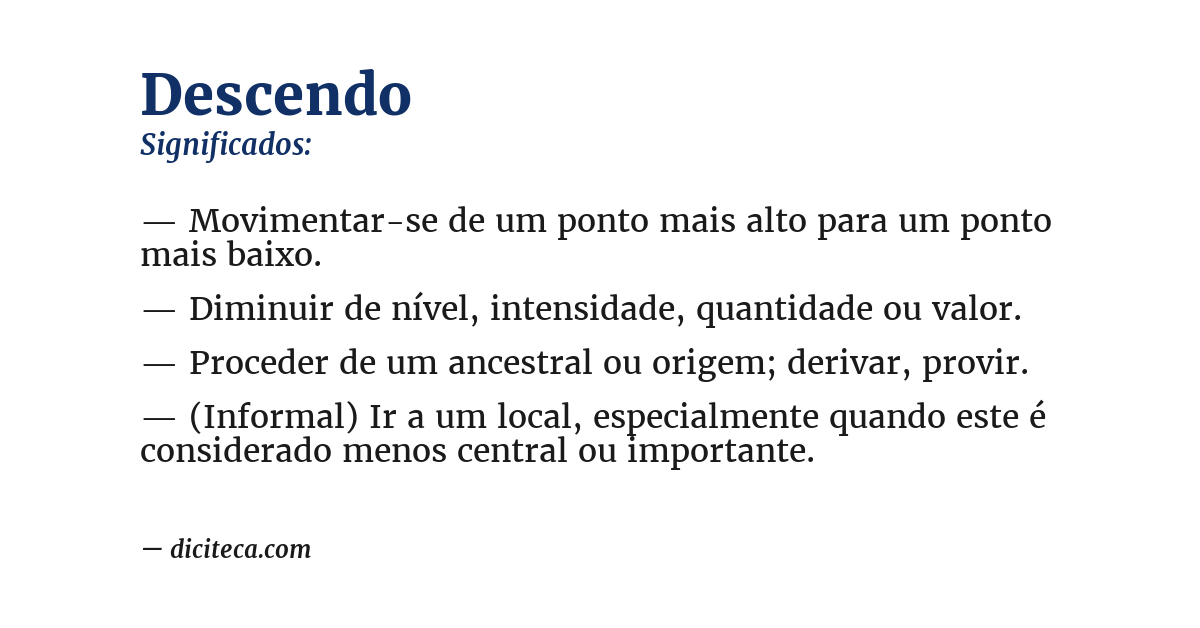 Significado de descendo