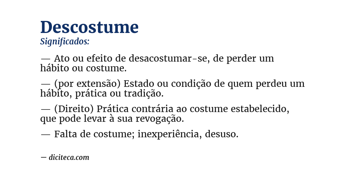 Significado de descostume