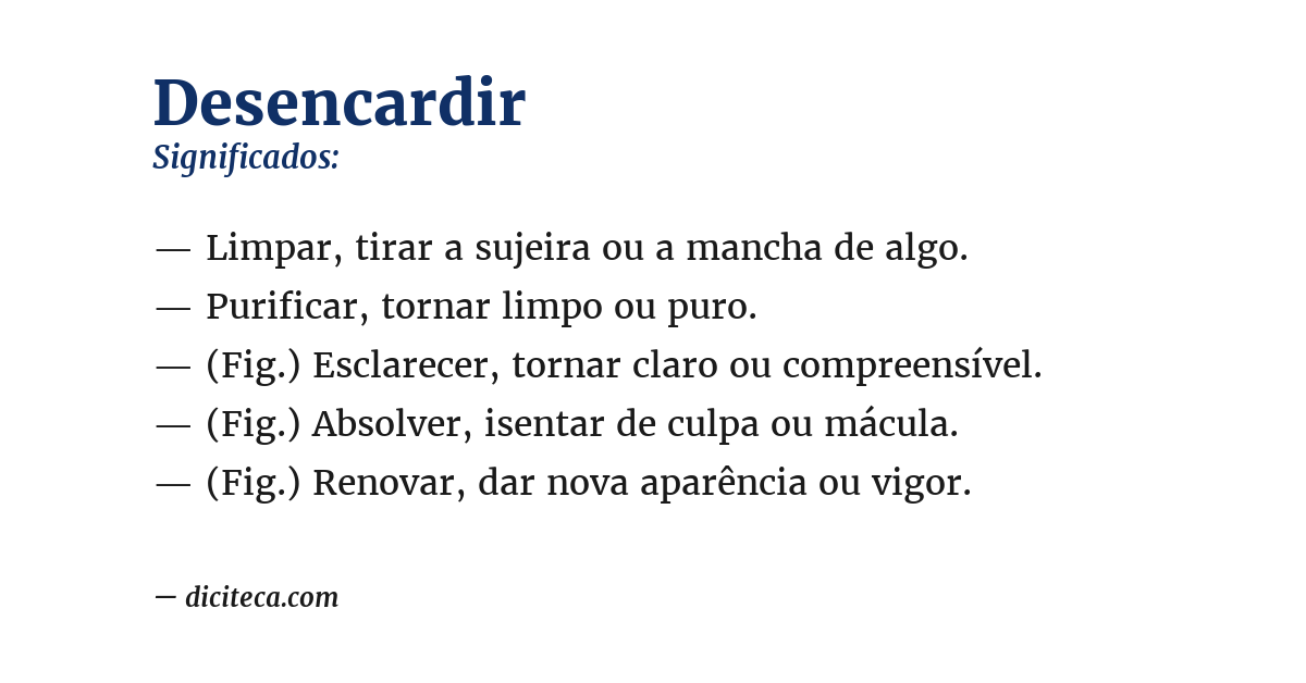 Significado de desencardir