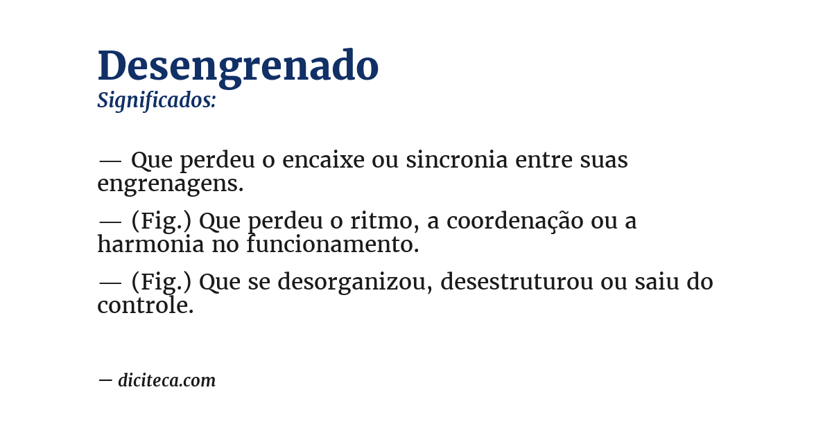 Significado de desengrenado