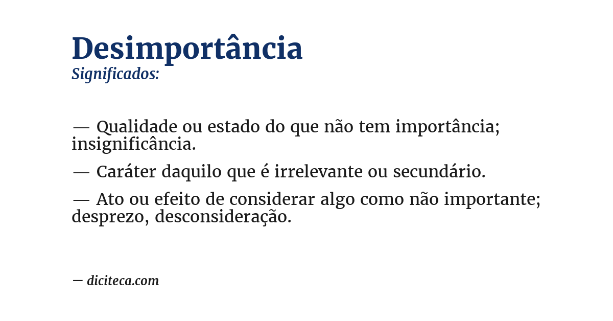 Significado de desimportância