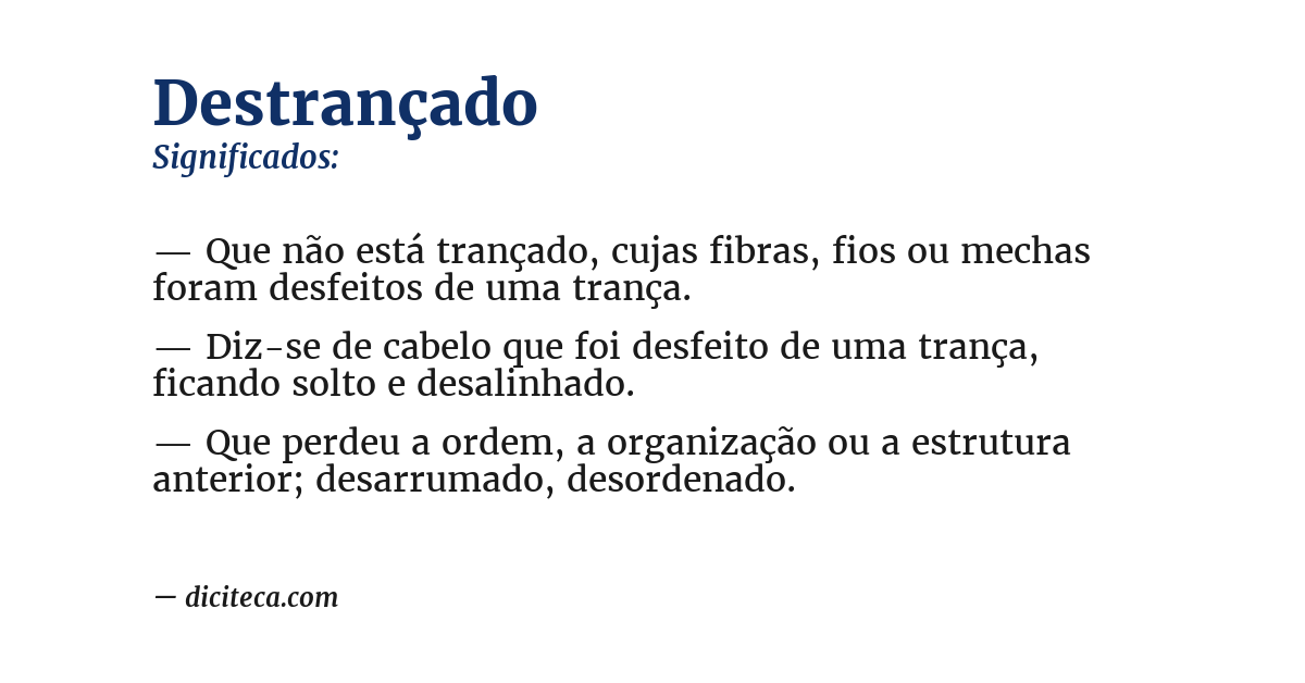 Significado de destrançado