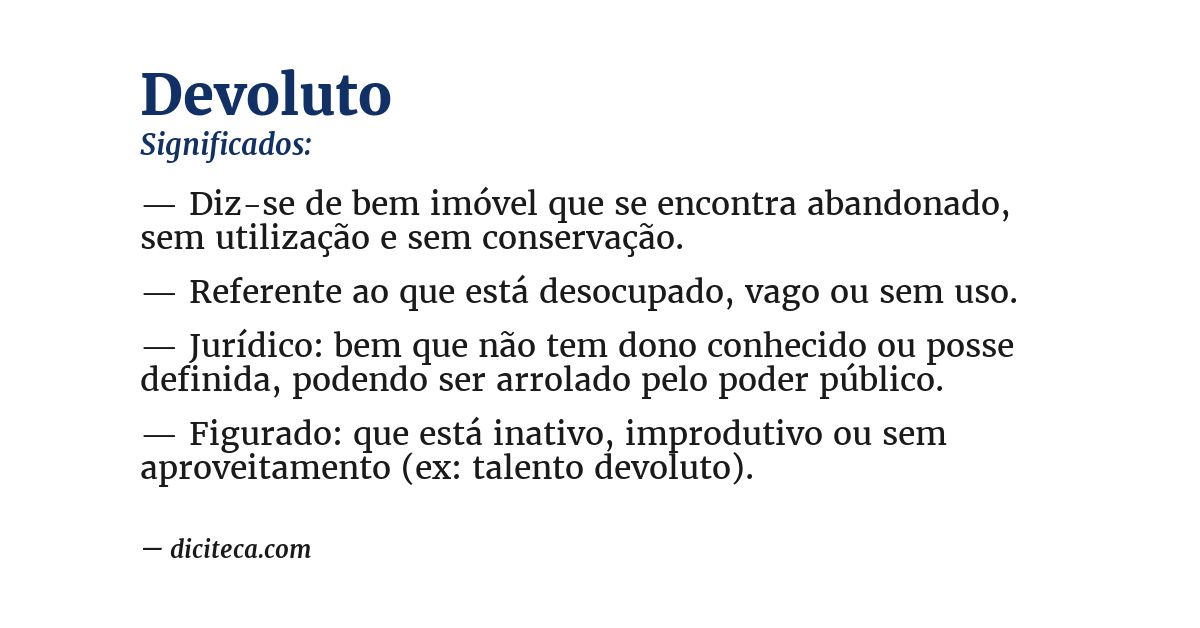 Significado de devoluto
