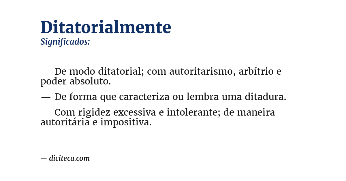 Significado de ditatorialmente