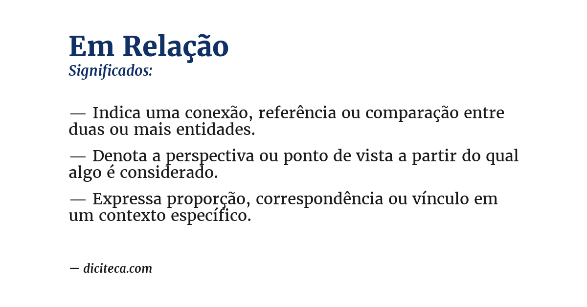 Significado de em relação