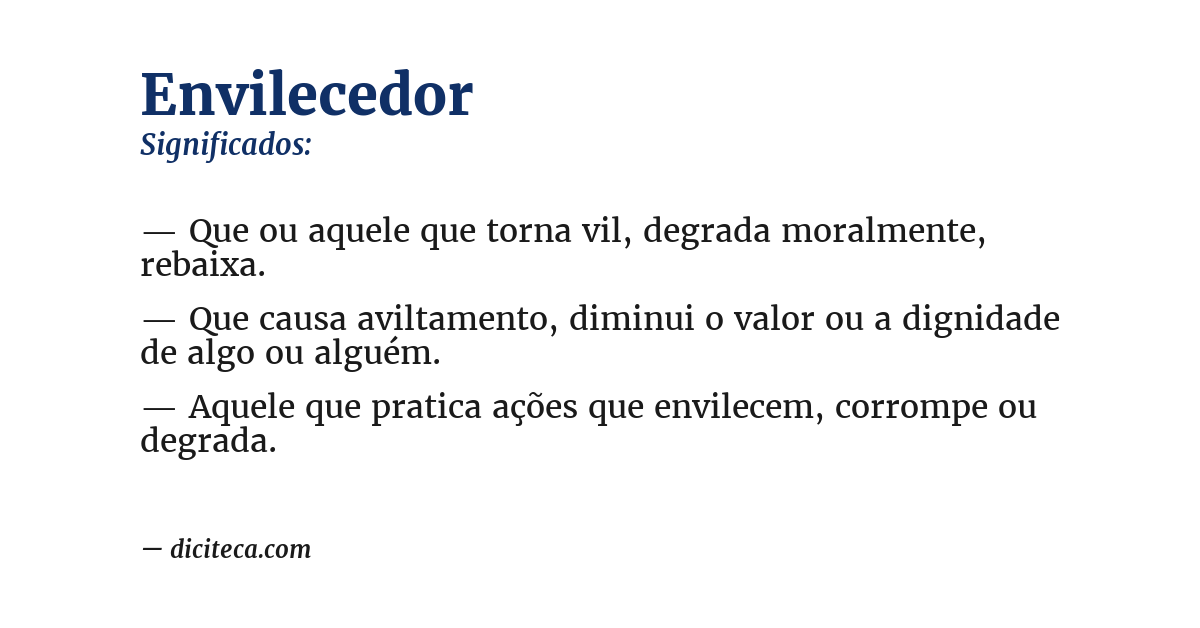 Significado de envilecedor