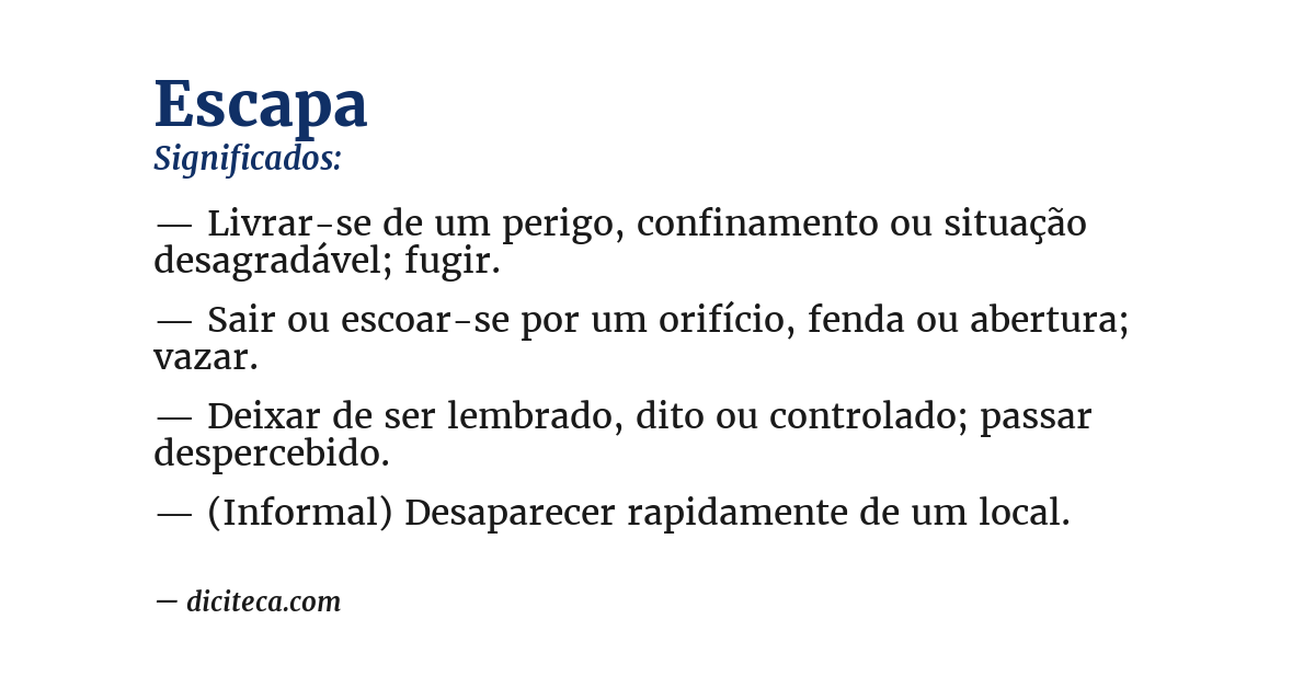 Significado de escapa