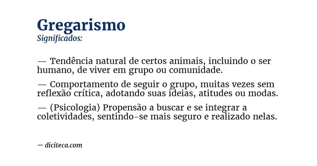 Significado de gregarismo