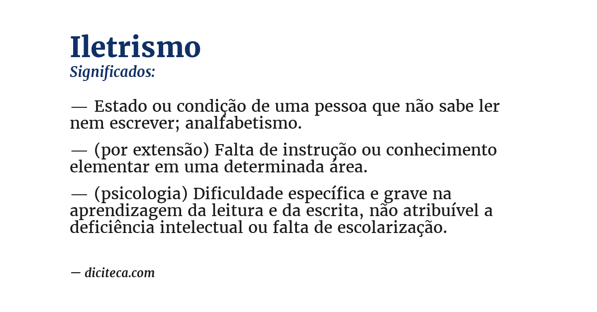 Significado de iletrismo