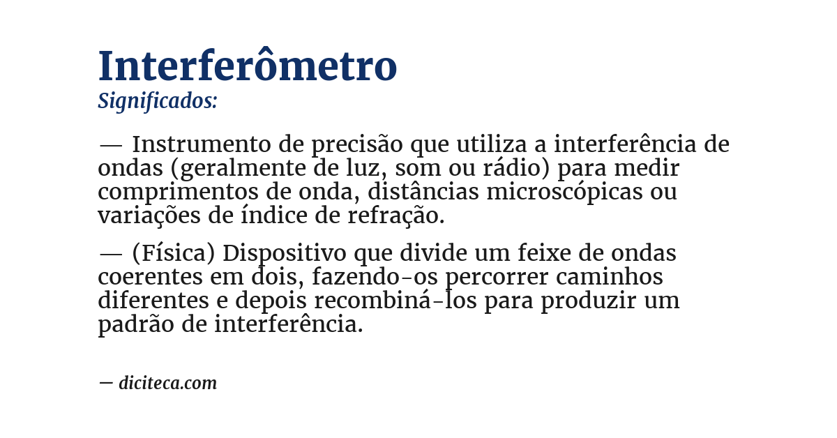 Significado de interferômetro