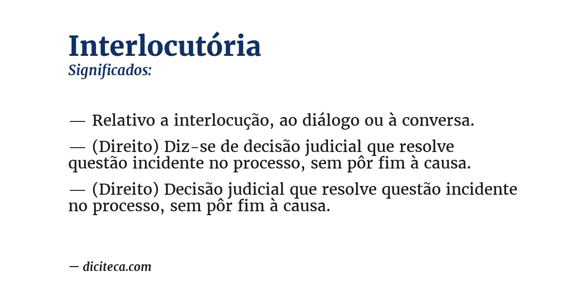 Significado de interlocutória