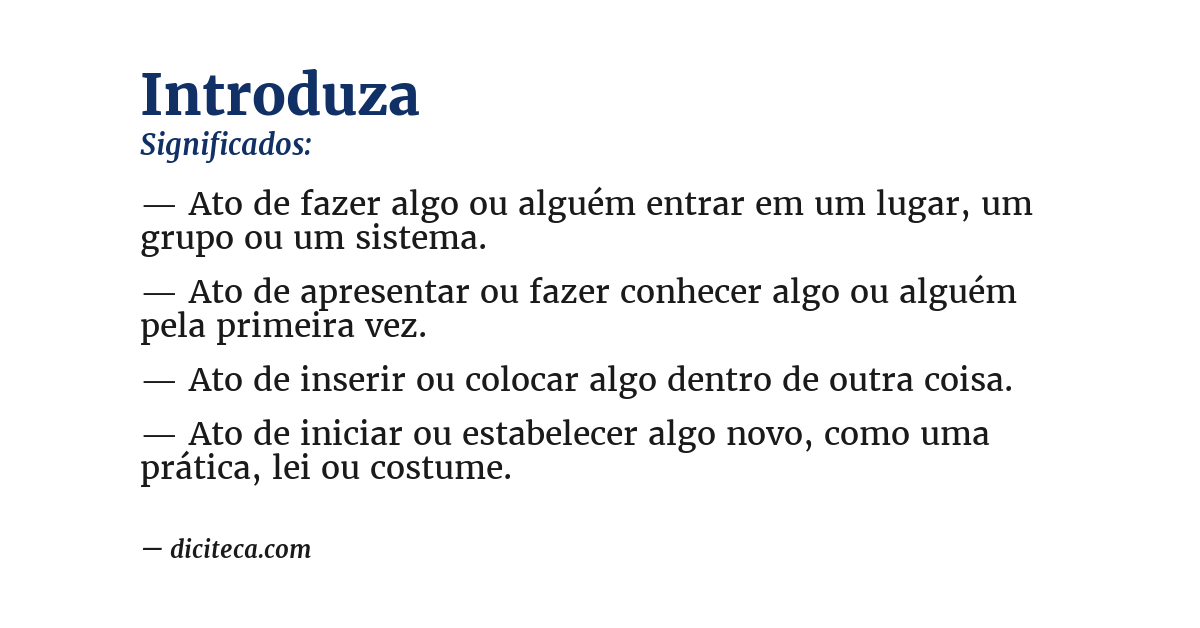 Significado de introduza