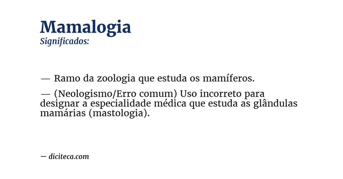 Significado de mamalogia